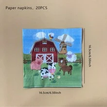 20 sztuk/worek Jednorazowe Serwetki Papierowe Z Wzorem Farmy 33*33 cm, Boże Narodzenie