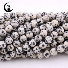 Zhe Ying 1串6/8/10mm天然斑點紋瑪瑙治療水晶珠子,38cm,適用於珠寶製作 - 達爾馬提亞碧玉 - 查看 2