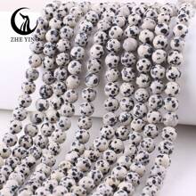 Zhe Ying 1串6/8/10mm天然斑點紋瑪瑙治療水晶珠子,38cm,適用於珠寶製作 - 達爾馬提亞碧玉 - 查看 1