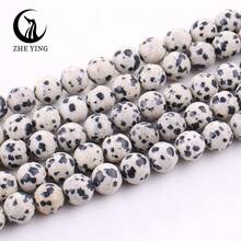 Zhe Ying 1串6/8/10mm天然斑點紋瑪瑙治療水晶珠子,38cm,適用於珠寶製作 - 達爾馬提亞碧玉 - 查看 3