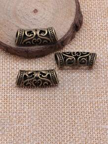 10pcs Big Hole Hollow Out Curved Tube Beads, Retro Silver Plated Diy Bracelet/Necklace/Chain Connection Clasps, Diy Jewelry Making Finding 10x25mm - Multicolor - View 6