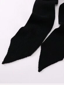 Women's Plus Size Warm Hooded Scarf With Solid Color, Pattern And Windproof Design For Autumn And Winter - Black - View 4