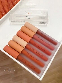 Herorange Twilight發光唇釉,天鵝絨霧面質地,易於塗抹,持久不脫落,美白佛光唇膏 - 06 栗子牛血 - 查看 2