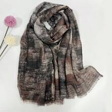 1pc Women's Graffiti Print Scarf For Fall, Versatile Daily Accessory That Goes With Various Outfits - Black - View 6