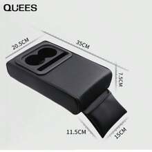 Quees Car Center Console Armrest Pad&Bracket With Storage Box And Cup Holder - Beige - View 2