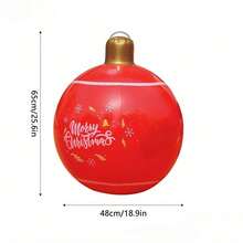 1pc Inflatable Lantern Ball Christmas Yard Decor Atmosphere Ball With Air Pump - Red - View 3