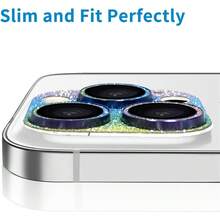 Camera Lens Protector, Compatible with iPhone 15 Pro & 15 Pro Max  Bling Lens Cover 3D Rhinestone Diamond 9H Tempered Glass Camera Cover Anti Scratch Shockproof Lens Screen Full Protective Cover -Colorful - Multicolor - View 3