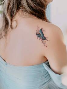 50 Unids/set Colorido Mariposa Y Flor Patrón Combinación Tatuaje Temporal Pegatina Para Hombro, Cuello, Clavícula Y Mano, Impermeable - Multicolor - Ver 4