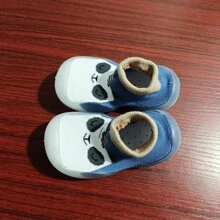 1對嬰兒防滑軟底步行鞋襪,適用於春秋,男女通用,室內和戶外 - 霧霾藍 - 查看 6