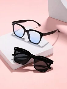 2pairs Medium-Kids' Polycarbonate Square Outdoor Fashion Sunglasses
