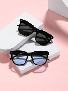 2pairs Medium-Kids' Polycarbonate Square Outdoor Fashion Sunglasses