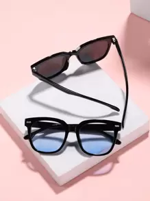 2pairs Medium-Kids' Polycarbonate Square Outdoor Fashion Sunglasses