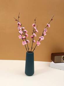 1件人造桃花和蜡梅花装饰摆件，适用于家具、书桌、办公室、餐厅、派对花瓶 - 粉色 - 查看 2