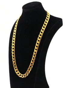 Collier De 6 Mm Plaqué Or 18k Punk Hip Hop Chaîne De Pull-over Pour Homme Et Femme Bijoux En Métal Pour Cadeau De Fête D'anniversaire