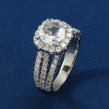 1pc Elegant White Zirconia Wedding Ring, Fashionable Design Symbolizing Eternal Love