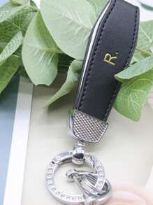 1pc Unisex Household & Automotive Dual-use Alloy Keychain With Rhinestone Imitation, Perfect For Gifts And Daily Use - Black - View 3