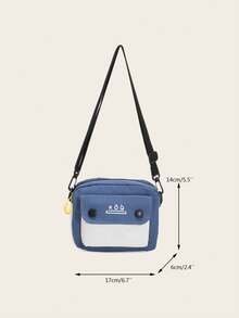 中學生大專多功能單肩斜挎包,時尚方形印花彩色區塊設計,日常、送父親禮物、旅行、上學通勤手提袋背包 - 藍色 - 查看 5