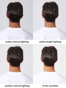 男士短假发深棕色假发合成假发服装万圣节自然发质假发短卷发圣诞节男士假发适合日常使用 - Dark Brown - 查看 10