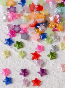 100pcs/Pack Y2K Pearl Star Mini Colorful Mixed Nail Art Accessories DIY Simple Flat Bottom Pentagram 3D Acrylic Solid Color Women's Casual Art Nail Accessories Nail Charms Nail Gems Nail Supplies