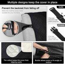 1/2/3 Seat Waterproof Recliner Sofa Cover, Non Slip Recliner Chair Covers, Washable Reclining Couch Cover Outdoor Cushion Covers Garden Furniture Protector With Elastic Straps Pocket For Pets, Cats, Dogs Black - 黑色 - 查看 8