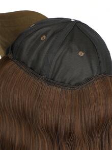 One-piece Hat & Wig Combination For Ladies - 16 Inches Mid-length Water Ripple Synthetic Fiber Matte High Temperature Wig Cap - Suitable For Daily Wear, Baseball Hat Style - Brown - View 6