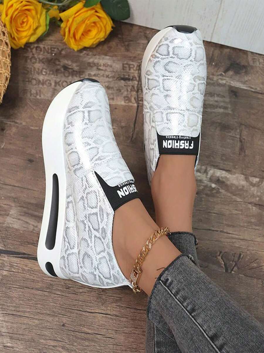 Châu Âu và Châu Mỹ Phong cách Đúng mốt Tăng Chiều cao Dày Đế Trắng Của phụ nữ Giày dép , Chóp giầy tròn - trắng - Xem 1