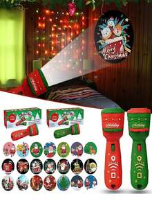 1pc Kids Projector Flashlight Projector Christmas Slide_yy - Red - View 12