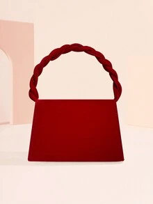 紅色婚禮手拿包/手提包,鑲有絲絨面料,高級時尚,可咩有肩帶或斜揹包,聖誕禮物袋 聖誕快樂 - 紅色 - 查看 8