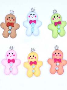 10袋/組 20*26mm 創意卡通薑餅人造型樹脂吊墜,可用於diy耳環、項鍊、鑰匙扣或手鍊批發