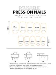 30入組短款優雅簡潔棺材形狀鑲嵌裝飾假指甲,含1個指甲產品修復工具套裝和1支果凍膠粘劑 - 彩色 - 查看 6