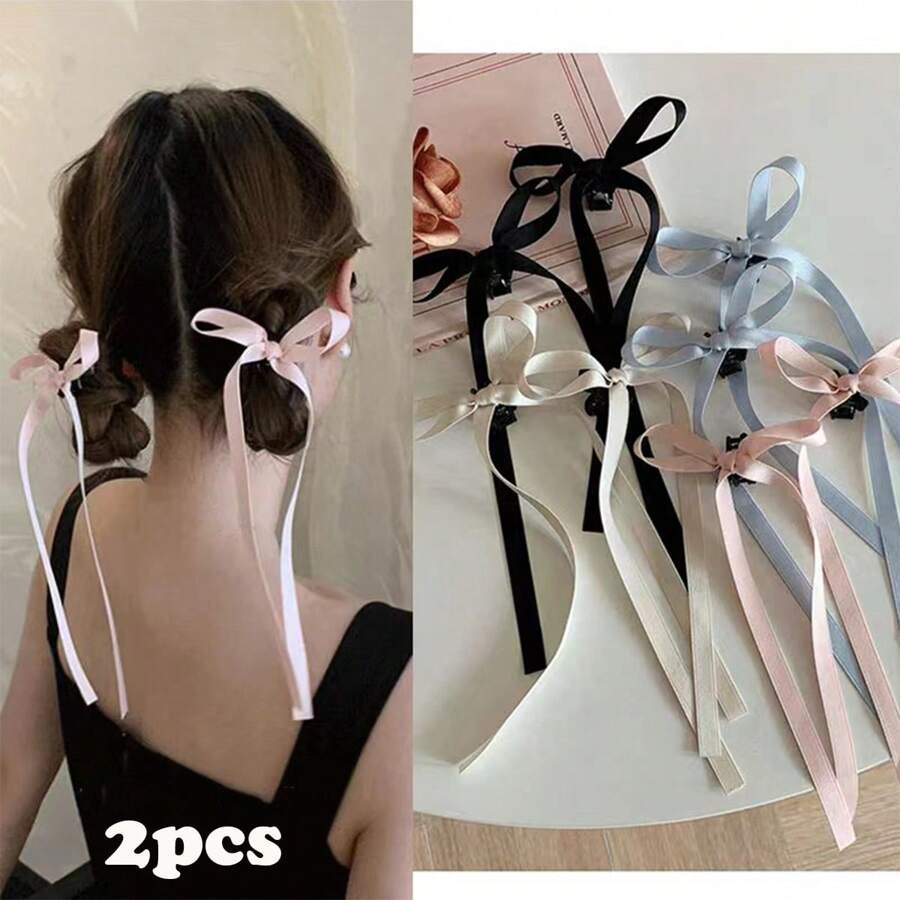 2 件套甜美女孩配件套裝,馬卡龍、經典黑白、奶油色,包括髮帶、髮夾、蝴蝶結髮帶,適合日常佩戴、旅行、芭蕾舞、攝影、街舞、edm 節日等。 - 白色 - 查看 1