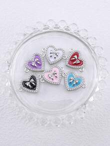 6pcs Alloy Rhinestone & Faux Pearl Decor Double Loop Pendant Set For Diy Necklace & Bracelet Making - Multicolor - View 3