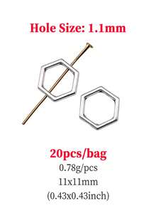 20 件/袋 11x11 毫米（0.43x0.43 英寸）古董銀色六角形蜂窩穿孔珠吊墜適合 Diy 珠寶製作 - 古銀色-20pcs - 查看 4