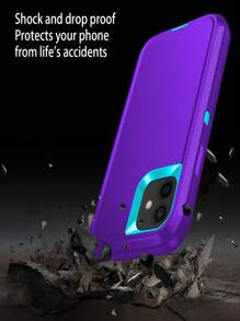 Apple Heavy Duty Shockproof 3-Layer Full Body Protection Hybrid Rubber Rugged Phone Case - Violet Purple - View 3