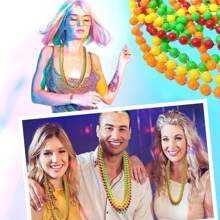 4入組33.07英寸霓虹塑料珠項鍊,80年代迪斯可雞派對服裝配件