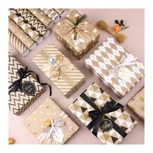 7 Hojas Papel De Envolver De Regalo Sencillo Con Diseño Mixto Y Lámina Metálica Para Regalos De Festivales - mezclar 7 piezas/opp - Ver 2
