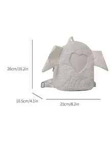 1pc Solid Color Plush Women's Backpack, Versatile Shoulder Bag - White - View 2