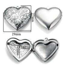 5个不锈钢心形照片吊坠盒，DIY珠宝配件，情人节 - 相盒 - 查看 29