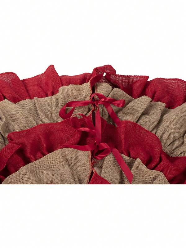 Red Burlap Christmas Tree Skirt 