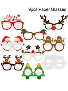 9 Pcs Paper Christmas Glasses Bulk Holiday Glasses Frames Christmas Sunglasses Fun Christmas Accessories Christmas Party Decorations Costume Eyeglasses For Photo Props Favors 9pcs Christmas Paper Glasses Christmas Party Favors Supplies