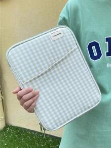 11 Zoll 13 Zoll minimalistischer karierter Reißverschluss Laptop-/Tablet-Schutz für Damen für Arbeit und Schule. Flauschige karierte Tasche, karierte Laptop-Tasche, Laptop-Hülle, Laptop-Sleeve, Laptop-Cover, Computertasche, karierte minimalistische Geschenke für Lehrer, Lehrerbedarf, Lehrertasche, Dankeschön-Lehrer, Collegetasche, Collegebedarf, Schulanfang, Schulmaterial, Schulmaterial für Lehrer, Collegestudenten, Klassenzimmer-Laptoptaschen, Klassenzimmer-Taschen, Lehrerlagerungstaschen, Klassenzimmer-Organizer-Taschen - Grün - Übersicht 8