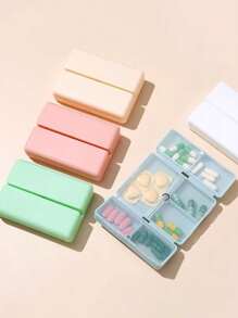 1 件可折叠设计药丸收纳盒，7 个隔层便携式旅行药盒，日常药丸收纳盒，用于钱包口袋，可容纳维生素、鱼肝油、补充剂和药物 - 粉色 - 粉色 - 查看 4