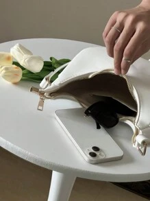 Nuevo bolso de hombro blanco lunar de moda y clásico con correas desmontables, adecuado para salidas casuales y diarias