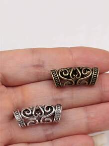 10pcs Big Hole Hollow Out Curved Tube Beads, Retro Silver Plated Diy Bracelet/Necklace/Chain Connection Clasps, Diy Jewelry Making Finding 10x25mm - Multicolor - View 1