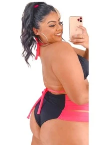 Plus Size Bikini Sets - Hồng - Xem 2