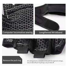 Sports Gym Gloves With Wristband Unisex Training - 黑色 - 查看 3