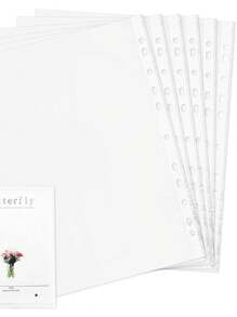 100入組a4打孔袋,透明a4塑料袋,防水,透明信封,11個孔的上開口袋,可放在三環活頁夾檔案夾a4文件辦公室學校使用 - 白色 - 查看 1