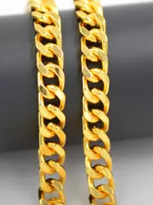 Collier De 6 Mm Plaqué Or 18k Punk Hip Hop Chaîne De Pull-over Pour Homme Et Femme Bijoux En Métal Pour Cadeau De Fête D'anniversaire