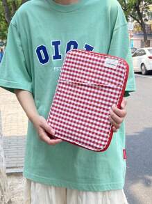 11 英寸 13 英寸简约格子拉链笔记本电脑平板电脑保护套，适合女士上班和上学。毛绒包，棋盘格，格子包，格子笔记本电脑包，笔记本电脑保护套，笔记本电脑保护套，电脑包，格子简约教室笔记本电脑包，教室包，教师收纳包，教室整理包 - 彩色 - 查看 8