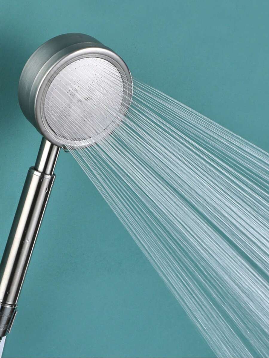 1 Pieza Monomando De Ducha Presurizado De Acero Inoxidable, Cabezal De Rociado De Ducha Portátil, Accesorio De Baño - Plateado - Ver 1